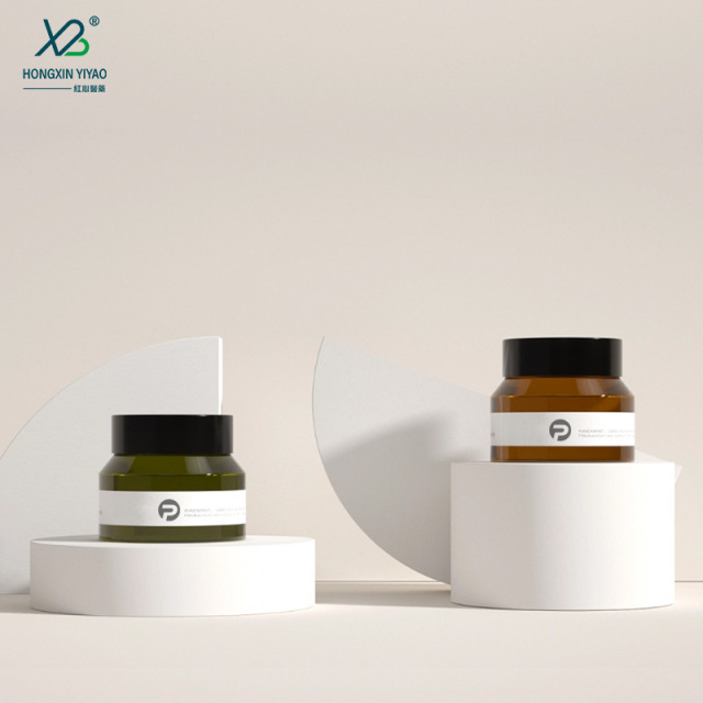 Red heart glass factory wholesale 10g, 30g, 50g, brown sloping shoulder high face cream bottle cosmetics face cream wide mouth bottle