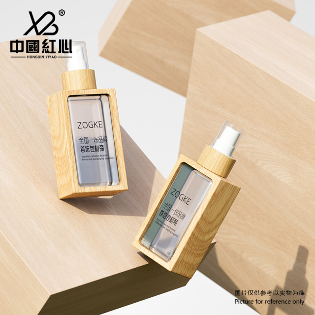 Customizable 100ml Transparent Spray Bottle with Wooden Frame (PET Plastic) - Small Sprayer, Alcohol Spray Bottle, Dispensing Bottle, Available from Manufacturer