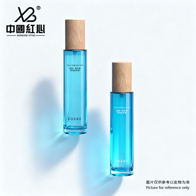 Factory In-Stock: 50ml/80ml/100ml/120ml Cylindrical Flat-Shoulder Bottles, Food-Grade Glass Lotion Pump Dispensing Bottles