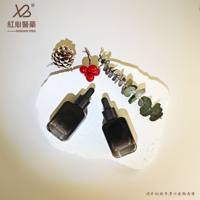 Factory Ready Stock: 30ml Flat Square Bottle – Black Gradient Dropper Bottle for Essential Oil/Perfume, Wholesale Screw-Top Refill Bottle