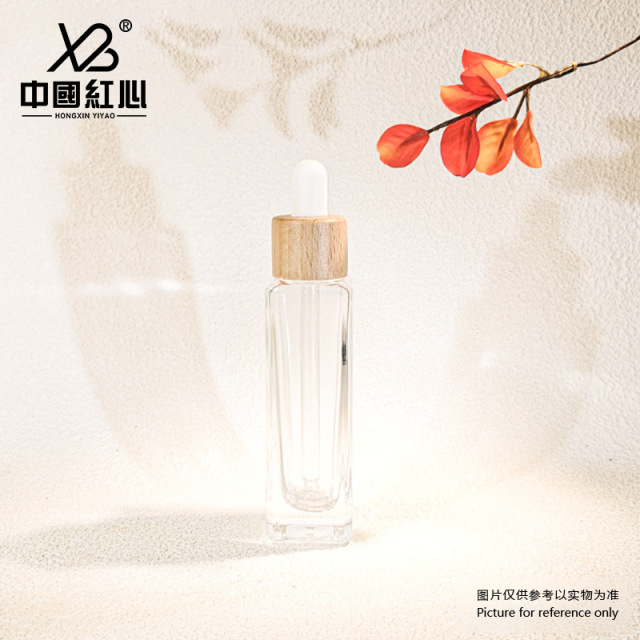 Factory Ready Stock: 30ml Square Glass Dropper Bottle with Bamboo Collar – Ideal for Serum, Essential Oil, Travel-sized Packaging, Wholesale