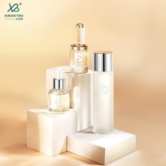 Supply: 30ml Cylindrical Glass Dropper Bottle with Shoulder Sleeve – Refillable Press Pump Container for Serum