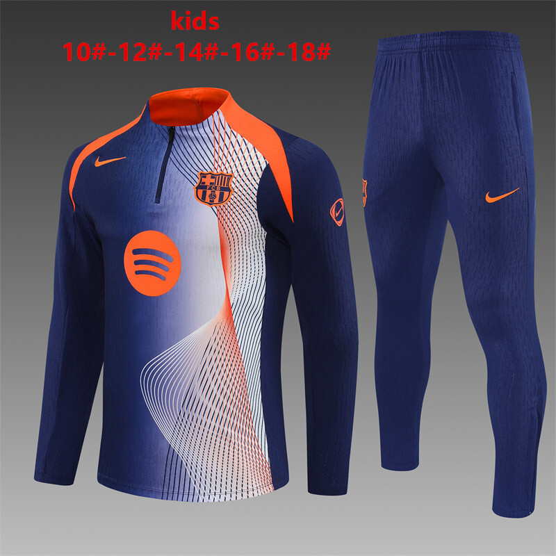 25/26 Barcelona blue and orange winter training uniform long-sleeved suit [camouflage style] kids size
