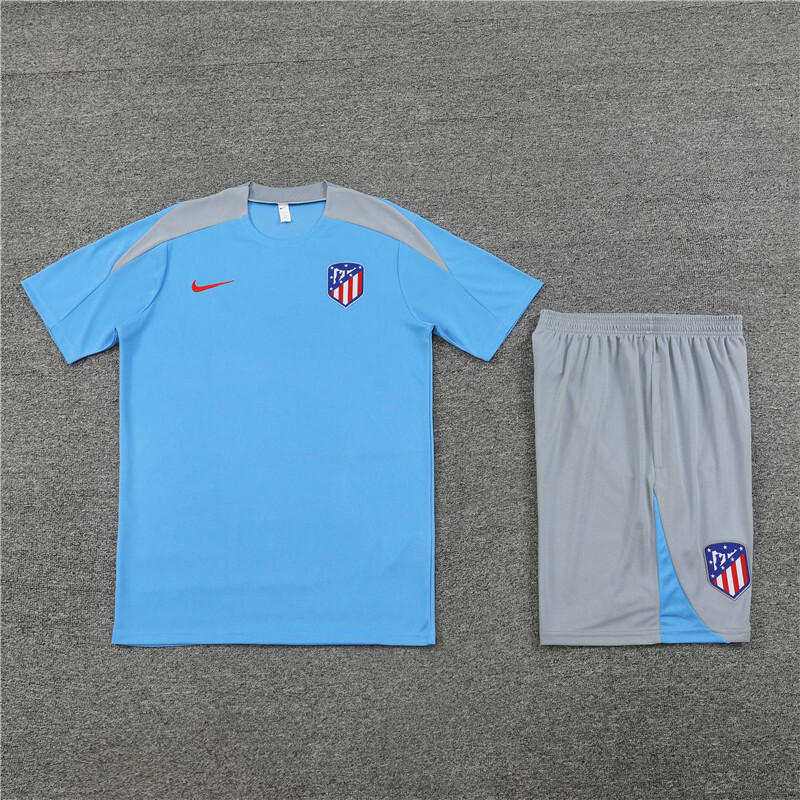 24/25 Atletico Madrid light blue summer training outfit short sleeved set Kids size