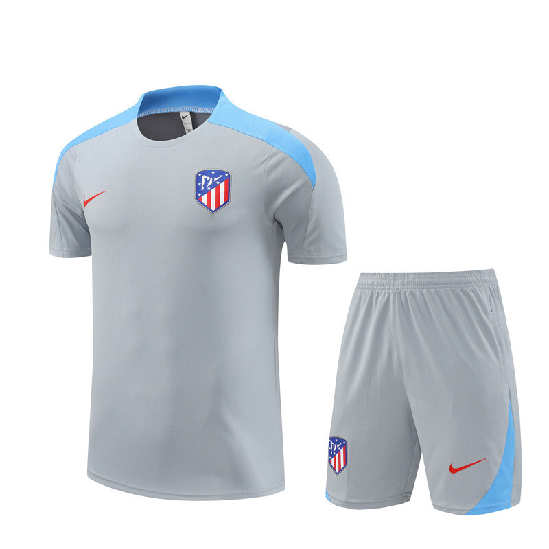 24/25 Atletico Madrid Grey Summer Training Short Sleeve Set Adult Size