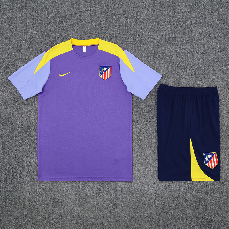 24/25 Atletico Madrid Purple Summer Training Short Sleeve Set [Player Version] Kids Size