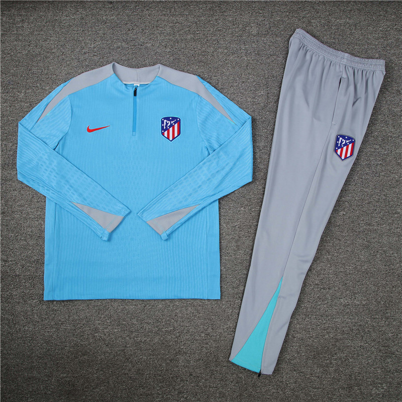 24/25 Atletico Madrid Light Blue Winter Training Long Sleeve Set [Player Version] Adult Size