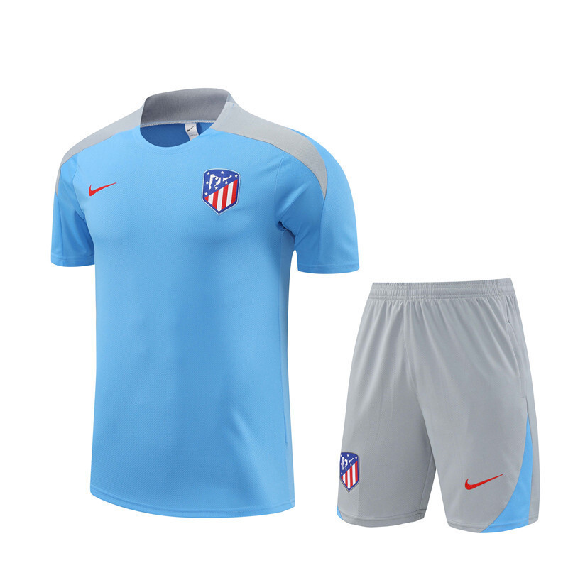 24/25 Atletico Madrid light blue summer training outfit short sleeved set adult size