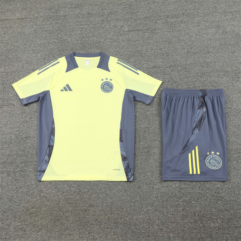24/25 Ajax Light Yellow Summer Training Short Sleeve Suit Adult Size