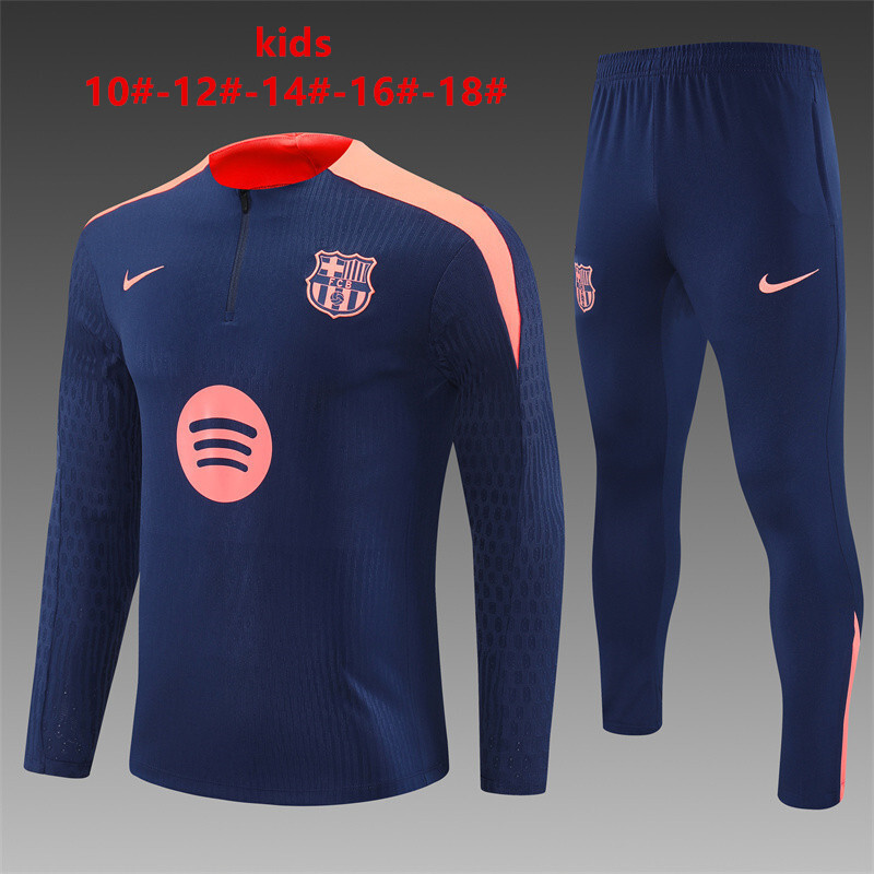 24/25 Barcelona Royal Blue Winter Training Long Sleeve Set [Player Version] Kids Size