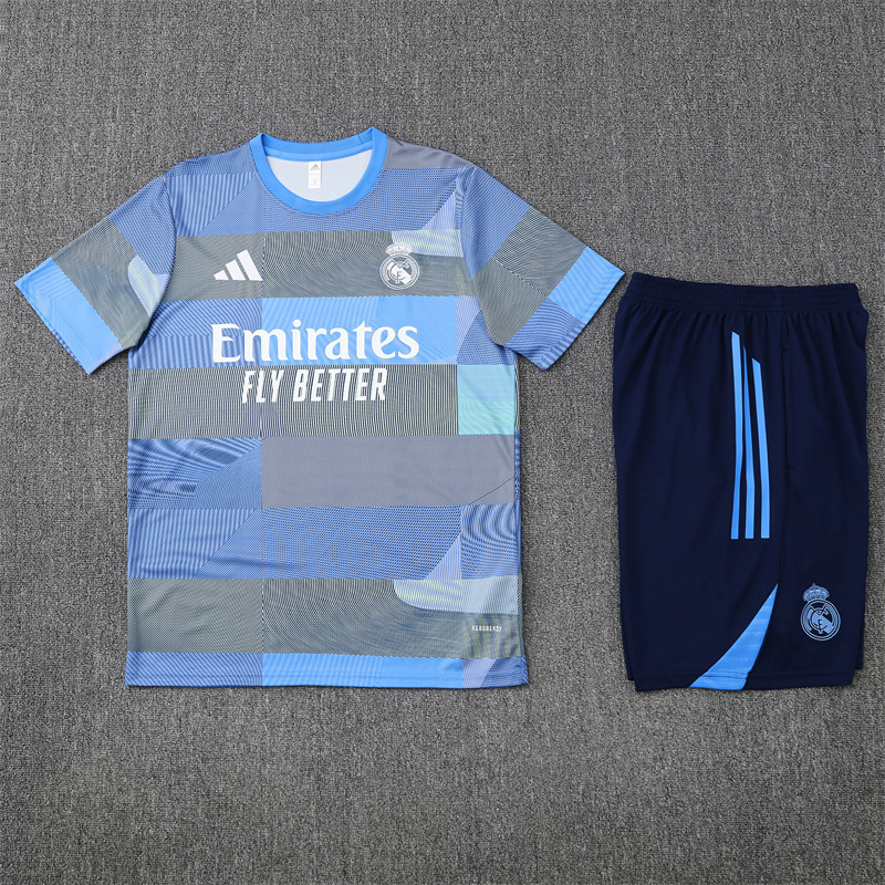 25/26 Real Madrid Light Blue Summer Short-Sleeved Training Wear [Player Version] Adult Size