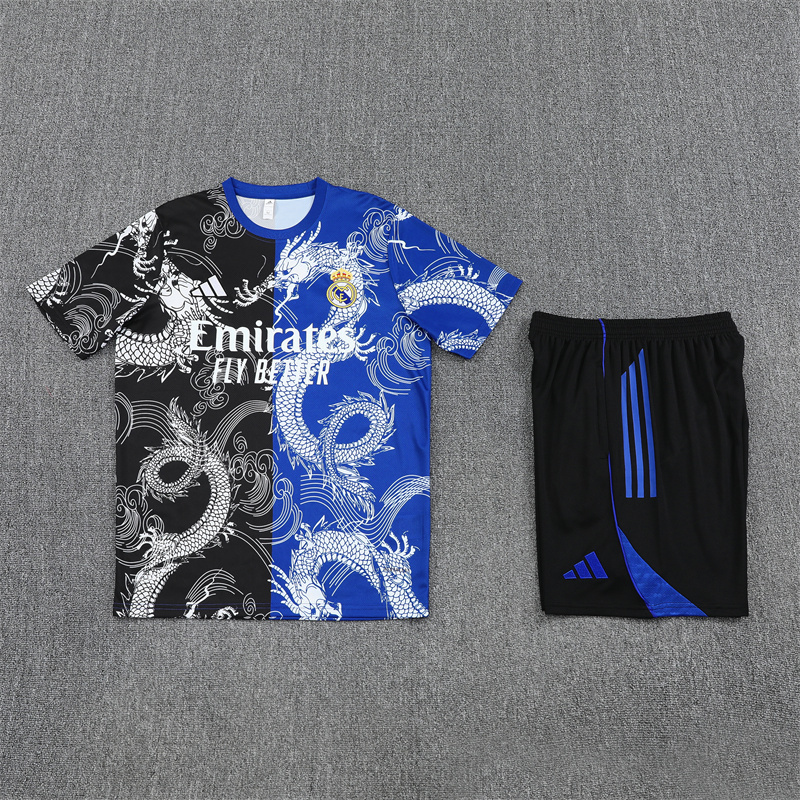 25/26 Short Sleeve Real Madrid Black Orchid Winter Training Long Sleeve Suit [Player Version] Kids  Size