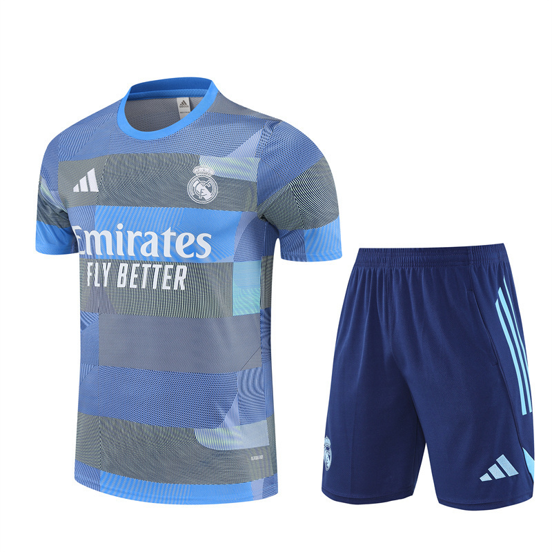 25/26 Real Madrid Light Blue Summer Short-Sleeved Training Wear [Player Version] Adult Size