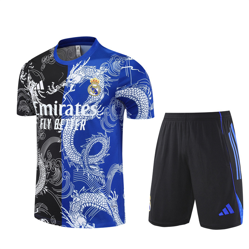 25/26 Short Sleeve Real Madrid Black Orchid Winter Training Long Sleeve Suit [Player Version] Adult Size