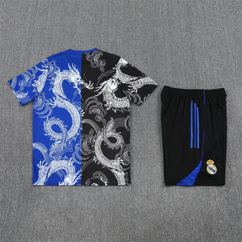 25/26 Short Sleeve Real Madrid Black Orchid Winter Training Long Sleeve Suit [Player Version] Kids  Size