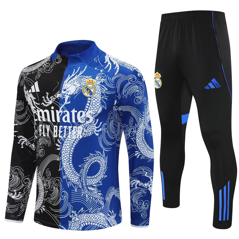 25/26 Real Madrid Black Orchid Winter Training Long Sleeve Suit [Player Version] Adult Size