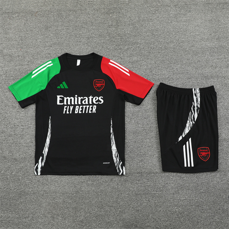25/26 Arsenal Black Summer Short Sleeve Training Suit Adult Size