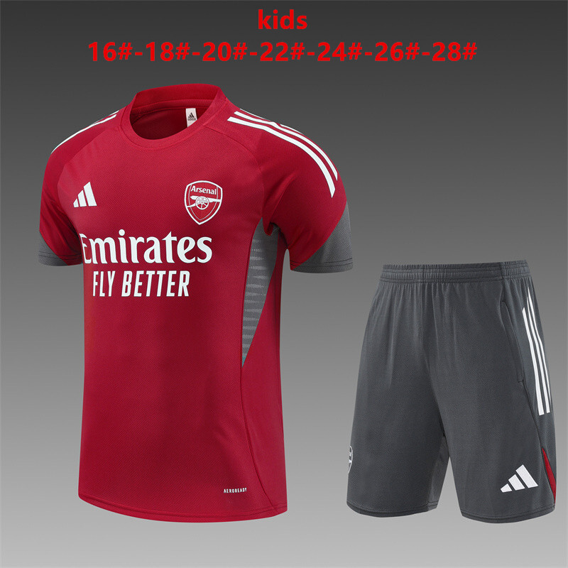 24/25 Arsenal Red Summer Short Sleeve Training Suit Kids Size