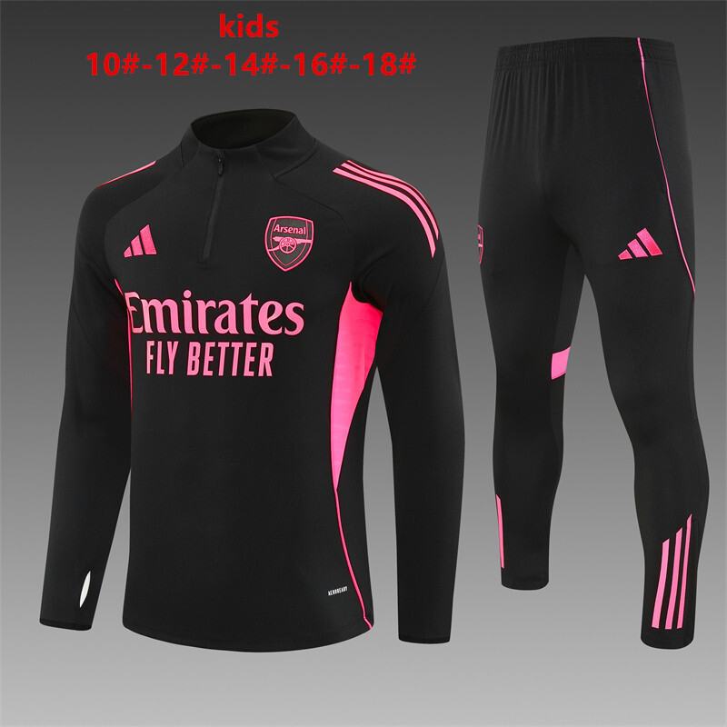 25/26 Arsenal Black Winter Long Sleeve Training Suit Kids Size