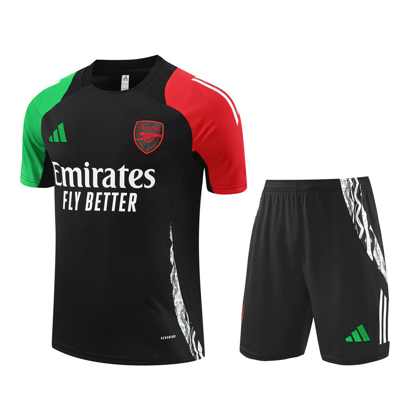 25/26 Arsenal Black Summer Short Sleeve Training Suit Adult Size