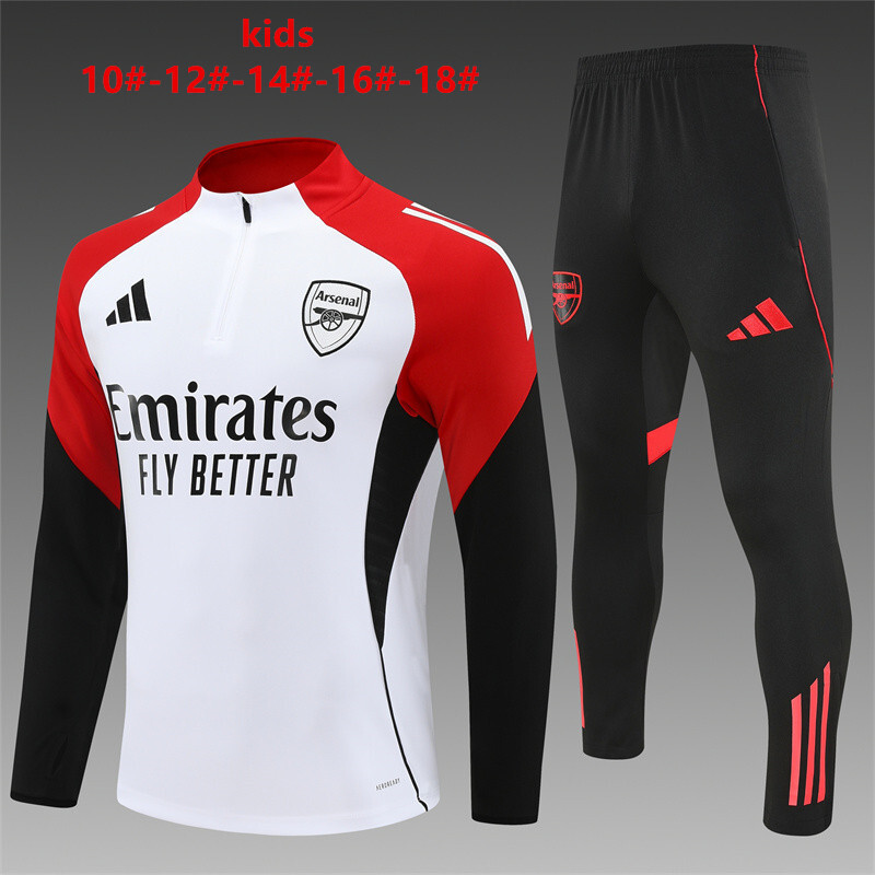 25/26 Arsenal White Winter Long Sleeve Training Suit Kids Size