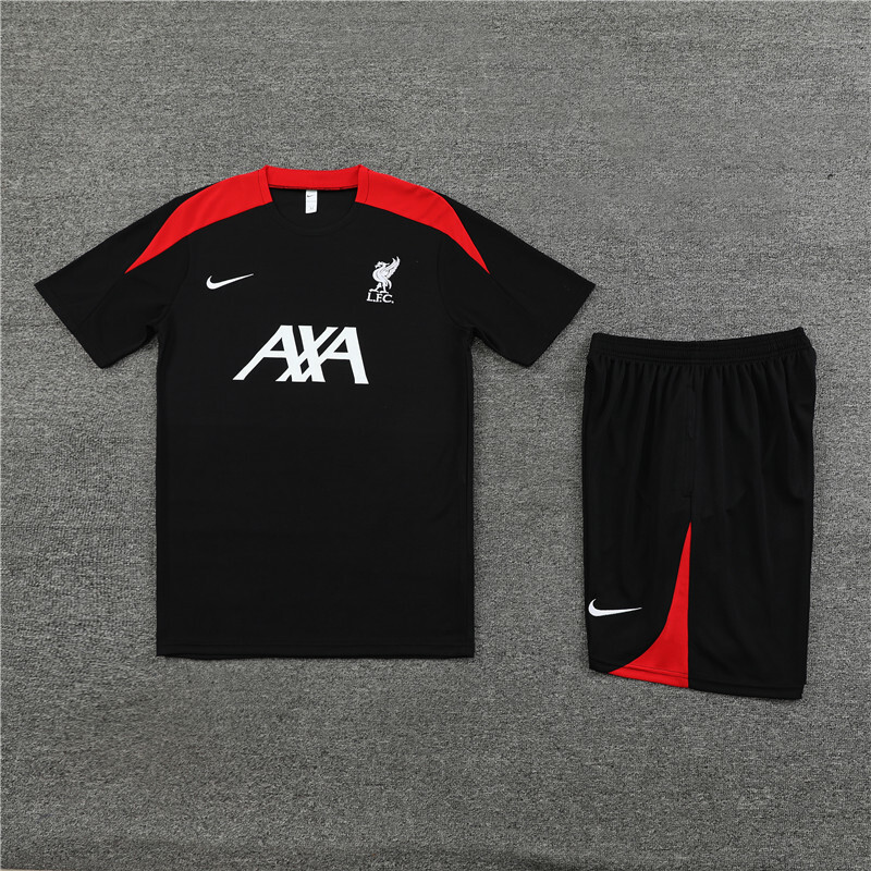 2425 Short Sleeve Liverpool Black Summer Short Sleeve Training Wear Set Adult Size
