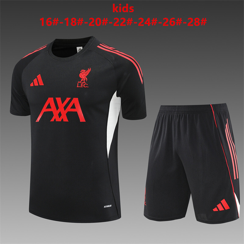 2526 Liverpool Black Summer Short Sleeve Training Suit Kids Size