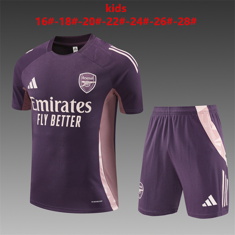 25/26 Arsenal Purple Summer Short Sleeve Training Suit Kids Size