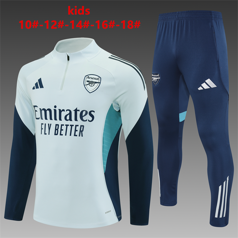 25/26 Arsenal light gray Winter Long Sleeve Training Suit Kids Size