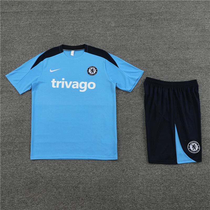 24/25 Chelsea Light Blue Summer Short Sleeve Training Suit [Player Version] Adult Size