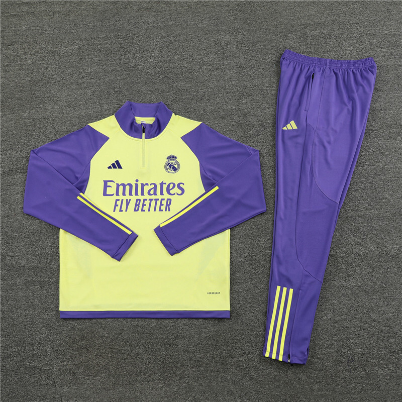 23/24 Real Madrid light yellow winter long-sleeved training suit suit adult size