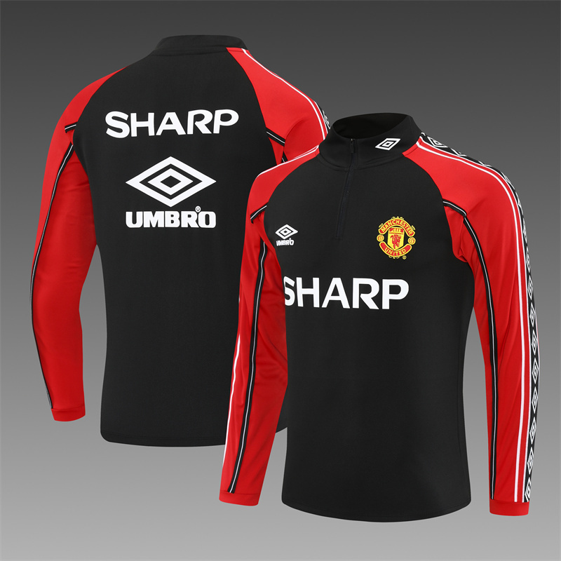 1998-99 Manchester United Black Winter Long Sleeve Training Wear Adult Size [Retro Version]