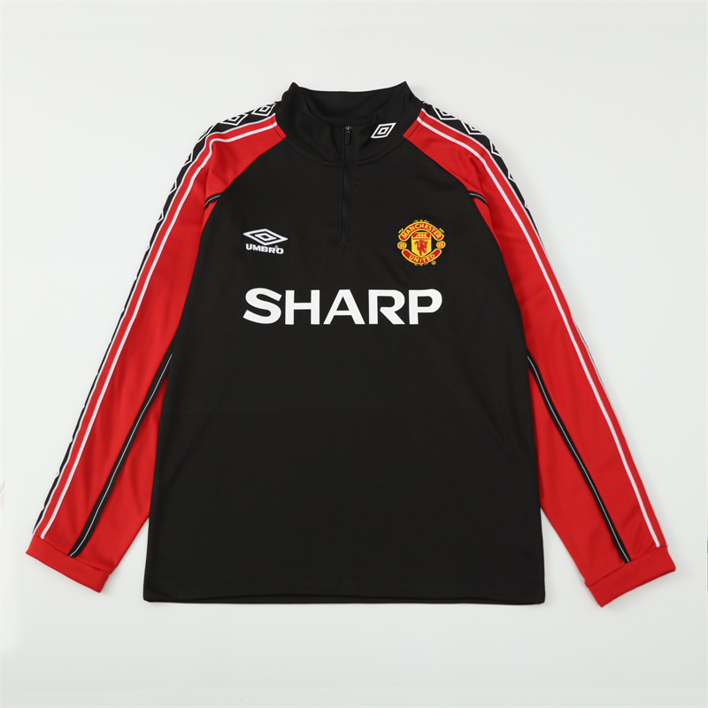 1998-99 Manchester United Black Winter Long Sleeve Training Wear Adult Size [Retro Version]
