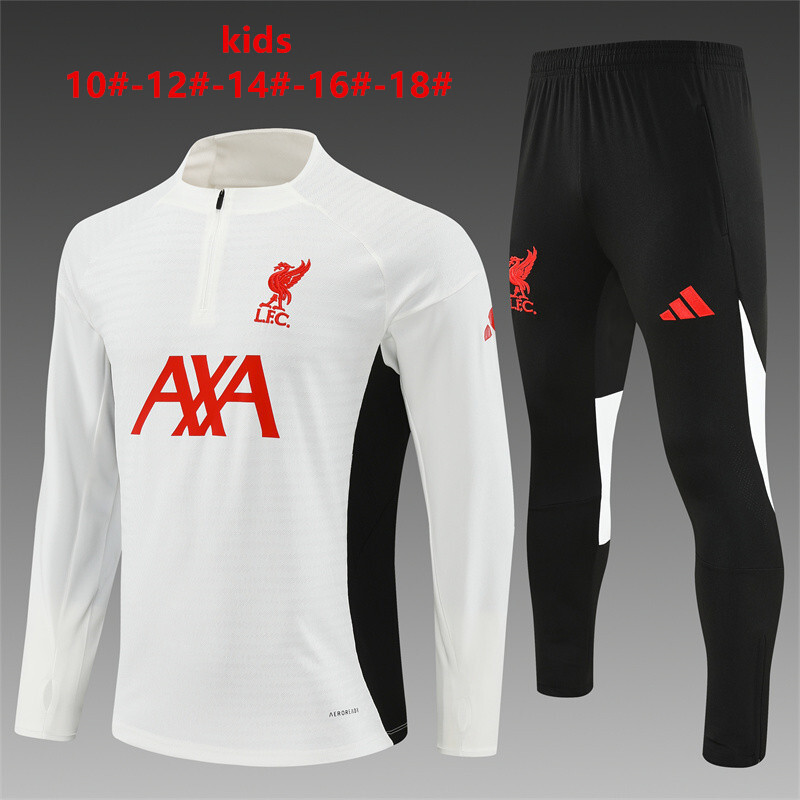 2025/26 Liverpool Off-White Winter Long Sleeved Training Suit Kids Size [Player Version]
