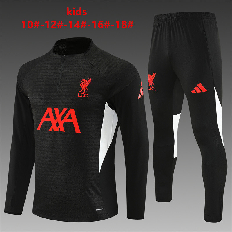 2024/25 Liverpool Black Winter Long Sleeve Training Suit  Kids Size [Player Version]