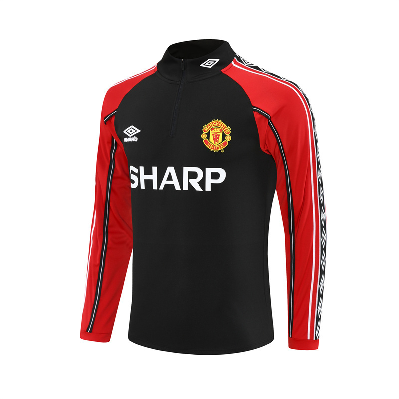 1998-99 Manchester United Black Winter Long Sleeve Training Wear Adult Size [Retro Version]