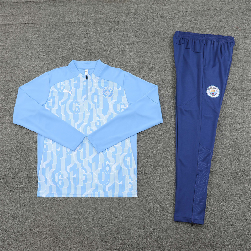 24/25 Manchester City Light Blue Winter Training Long Sleeve Set Kids Size [Camouflage]