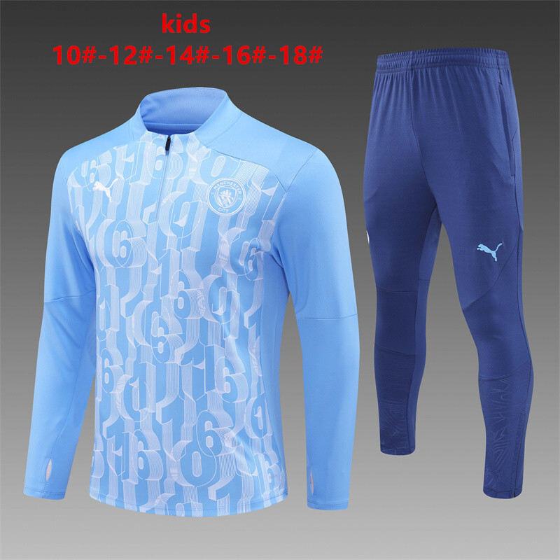 24/25 Manchester City Light Blue Winter Training Long Sleeve Set Kids Size [Camouflage]