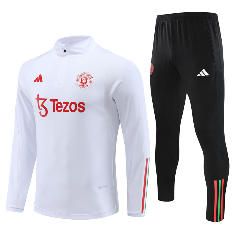 23/24 Manchester United White Winter Long Sleeve Training Suit Adult Size