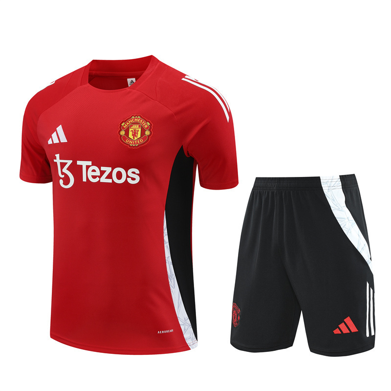 24/25 Short Sleeve Manchester United Red Summer Training Suit Adult Size
