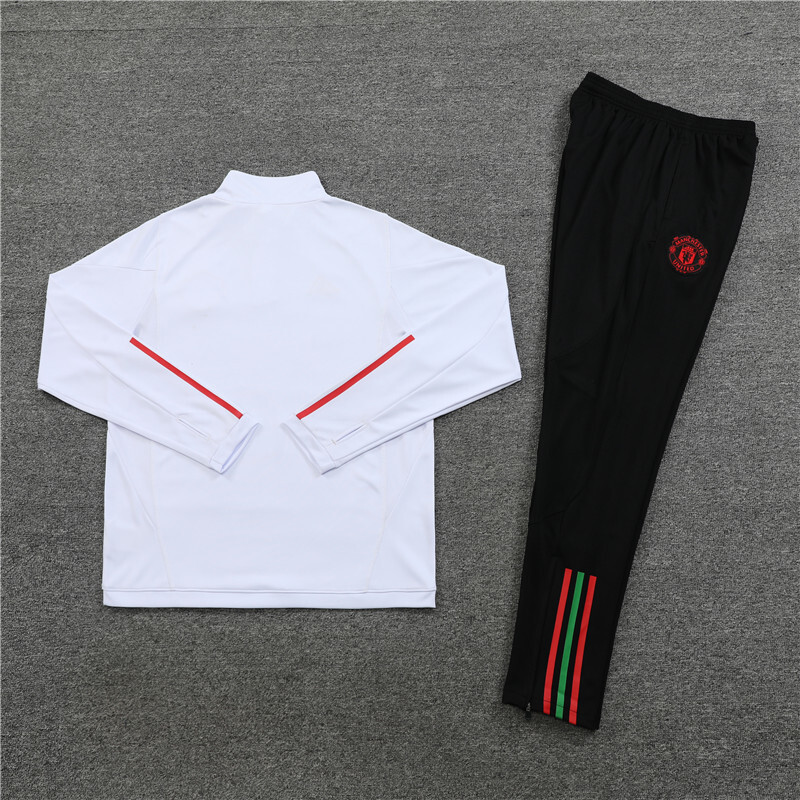 23/24 Manchester United White Winter Long Sleeve Training Suit Kids Size