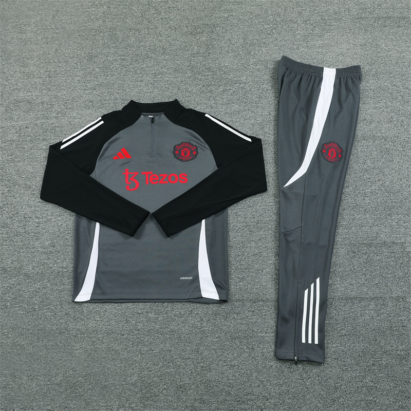 24/25 Manchester United Dark Gray Winter Long Sleeve Training Suit Kids Size