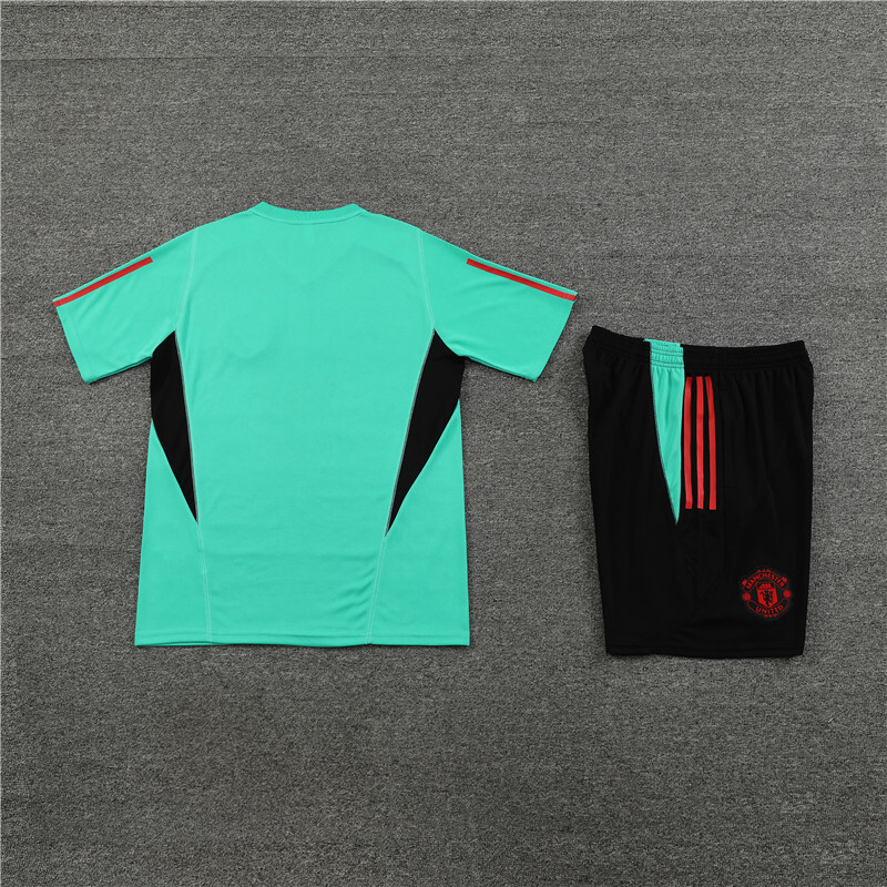 23/24 Short Sleeve Manchester United Green Red Summer Training Suit Adult Size