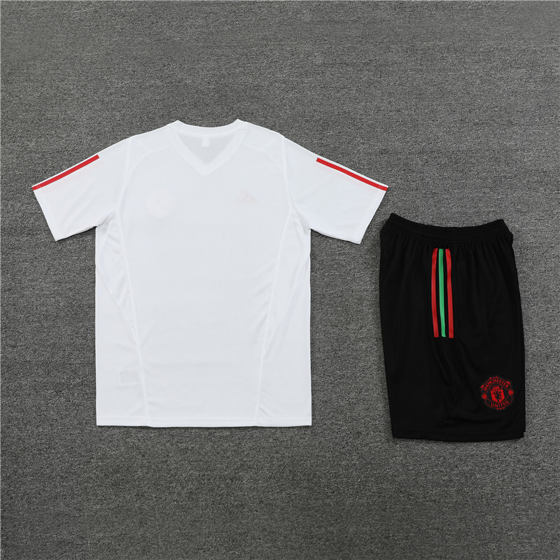 23/24 Short Sleeve Manchester United White Summer Training Suit Adult Size