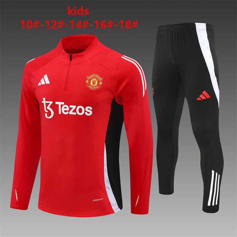 24/25 Manchester United Red Winter Long Sleeve Training Wear Set Kids Size
