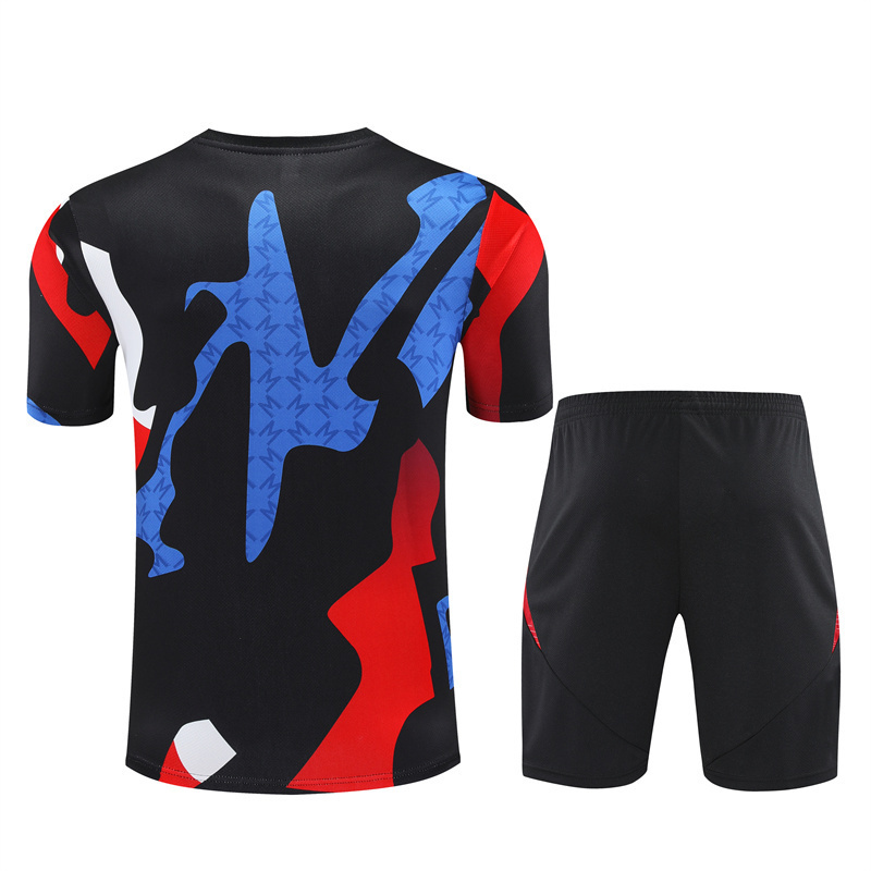 24/25 Short Sleeve Manchester United Black Summer Training Suit Adult Size [Camouflage Style]