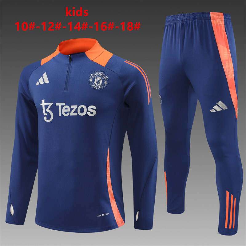 24/25 Manchester United Royal Blue Winter Long Sleeve Training Suit Adult Size