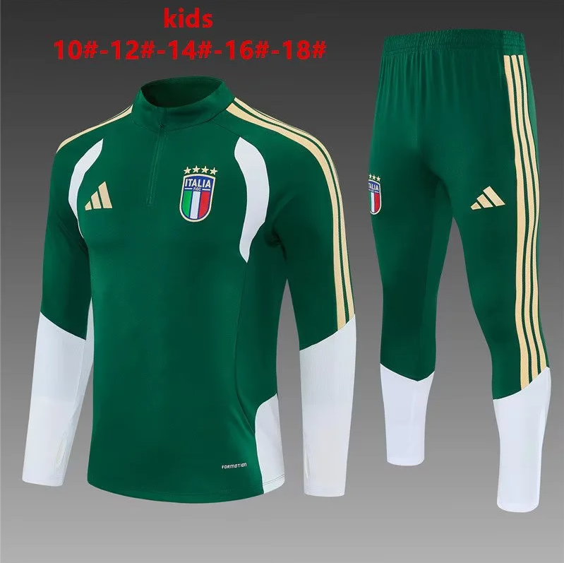 2026 World Cup National Team Italy Green Winter Long-Sleeved Training Wear Kids Size