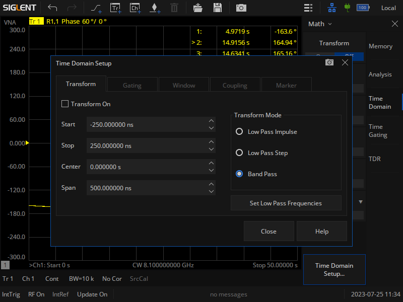 Time-domain analysis (SHN900-TDA option)