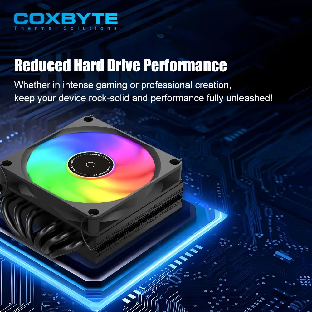 COXBYTE ITX CPU Cooler 4Pin PWM RGB 6 Heat Pipes CPU Air Cooler For AMD AM4/5 Intel LGA1700 1150 1155 1200 Processor Cooling Fan